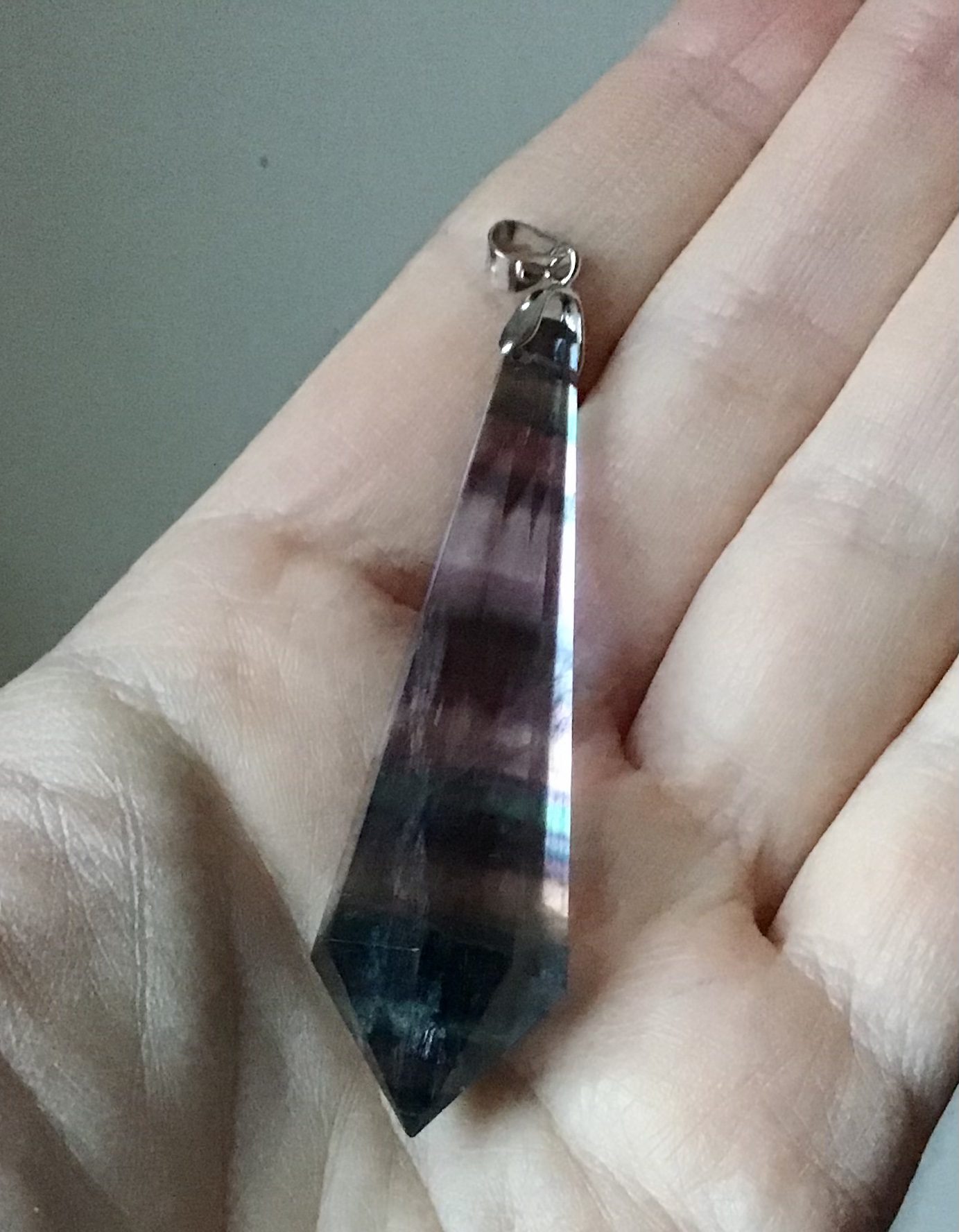 Rainbow Fluorite Crystal Pendant Pendulum Tim Whild